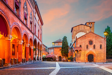 Bologna, Italy - Piazza San Stefano illuminated, Emilia Romagna © ecstk22