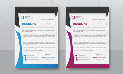 Modern corporate company letterhead template or a pad design.