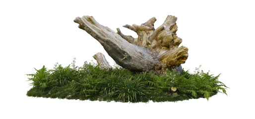 Logs decorate the garden on a transparent background
