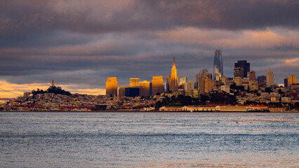 sunset over the city of san francisco california