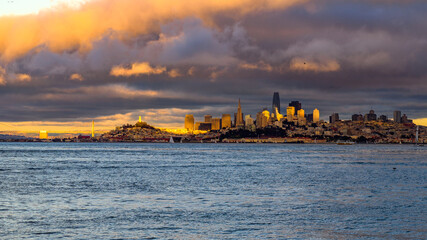 sunset over the city of san francisco california