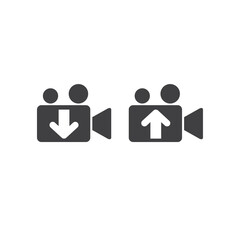 icon for upload and download videos, vector art.