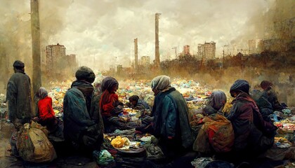 Poverty reduction, poverty relief, or poverty alleviation economic and humanitarian intended to permanently lift people out of poverty, poor, hunger, refugee, - obrazy, fototapety, plakaty