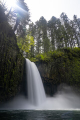 Oregon waterfall spilling over tall rockface