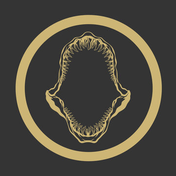 Shark jaw logo. Shark teeth isolated illustration.