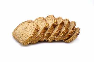 Gluten free bread isolated on white background. Sliced multi grains gluten free bun