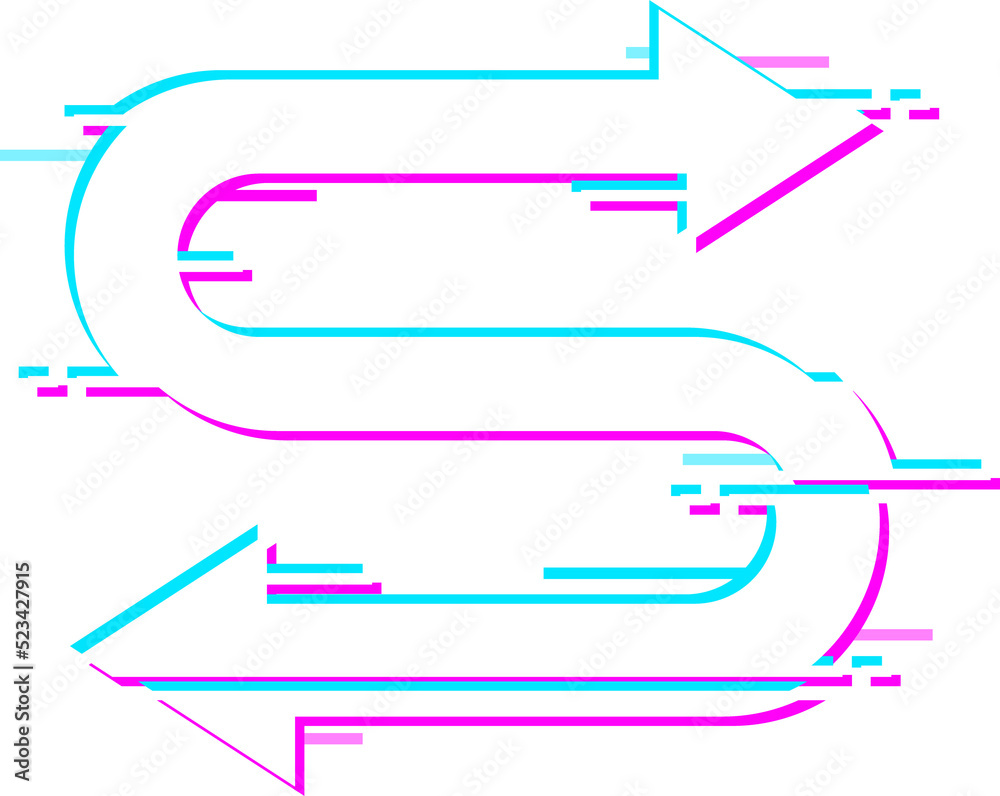 Poster Pointer on left and right, digital glitch arrow