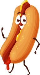 Cartoon fast food hotdog character, sausage