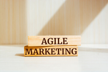 Wooden blocks with words 'Agile Marketing'.