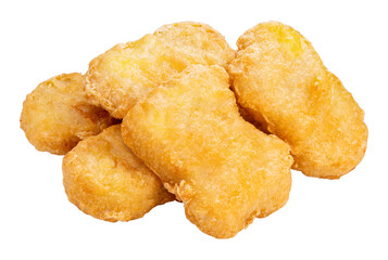 Fried chicken nugget on white png file.