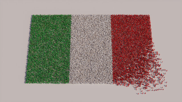 Italian Banner Background, with People coming together to form the Flag of Italy.