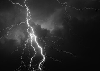 Fork lightning striking down during summer storm