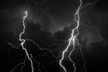 Fork lightning striking down during summer storm