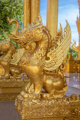 The statue of Khochasi Guardian in Wat Pak Nam Jolo in Chachoengsao Thailand, the only and wholly golden chapel in Thailand and was a monastery dated back to the end of Ayutthaya period. 
