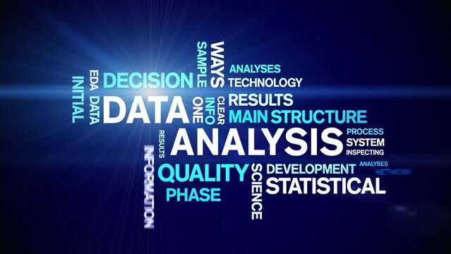 4k Data Analysis Animated Tag Word Cloud;Text Design big data Animation typography seamless loop.