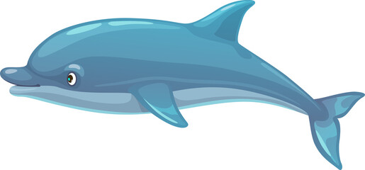 Cartoon dolphin sea animal, ocean creature