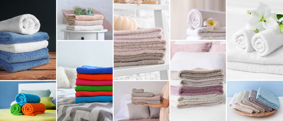 Collage with different soft terry towels