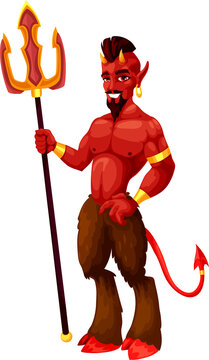 Cartoon devil spooky Halloween character, imp