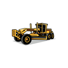 Motor grader. Road heavy equipment vehicle illustration vector