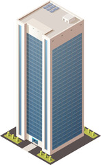 Isometric building, skyscraper tower, vector house