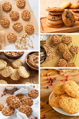 Collage with different sweet cookies