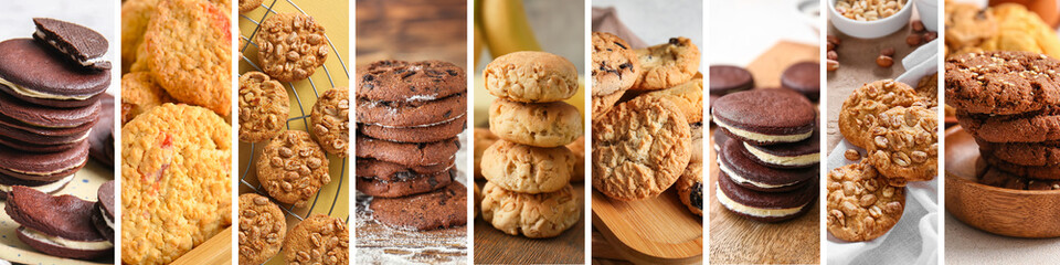Collage with different sweet cookies