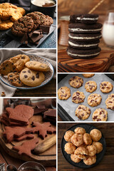 Collage with different sweet cookies