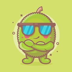 cute jackfruit character mascot with cool expression isolated cartoon in flat style design