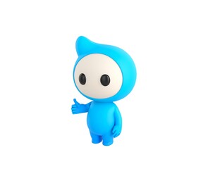 Blue Monster character showing thumb up in 3d rendering.
