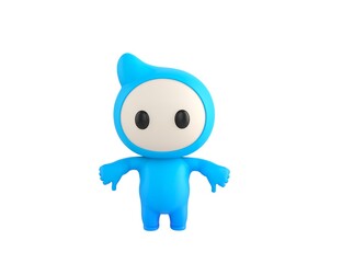 Blue Monster character showing thumb down with two hands in 3d rendering.