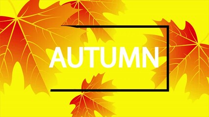 Autumn poster with yellow maple leaves, art video illustration.