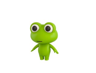 Little Frog character standing in T-Pose in 3d rendering.