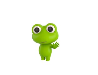 Little Frog character saying hi in 3d rendering.