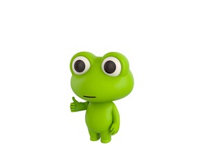 Little Frog character showing thumb up in 3d rendering.