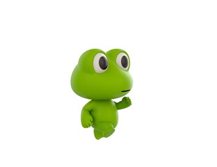 Little Frog character running in 3d rendering.