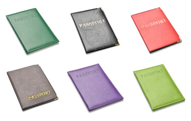 Fototapeta premium Set of passports isolated on white