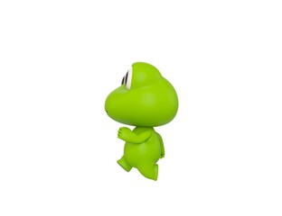 Little Frog character running to the left side in 3d rendering.