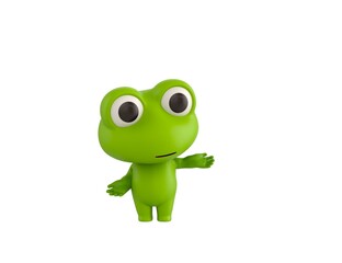 Little Frog character choosing between two alternatives in 3d rendering.