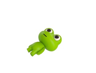 Little Frog character lying on floor in 3d rendering.