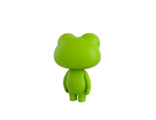 Little Frog character looking back in 3d rendering.