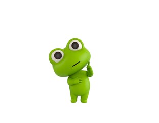 Little Frog character thinking in 3d rendering.