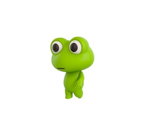 Little Frog character walking in 3d rendering.