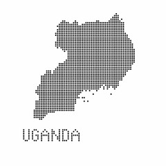 Uganda map with grunge texture in dot style. Abstract vector illustration of a country map with halftone effect for infographic. 