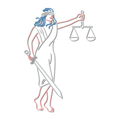 Lady Justice Holding Sword and Balance Neon Sign