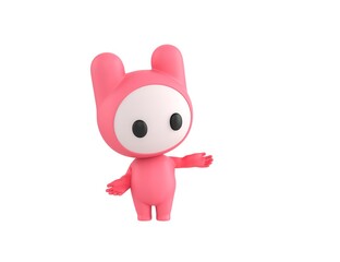 Pink Monster character choosing between two alternatives in 3d rendering.