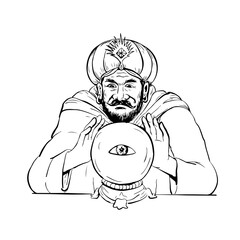 Fortune Teller Crystal Ball Drawing