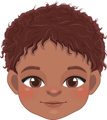 Cute Black Baby Boy Face Collection, American African Cartoon Character