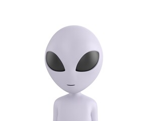 Fototapeta na wymiar Grey Alien character close up portrait in 3d rendering.