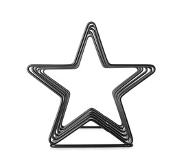Black metal bookend in shape of star on white background
