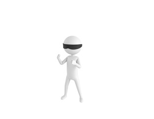 Blind Folded Stick Man character fighting in 3d rendering.
